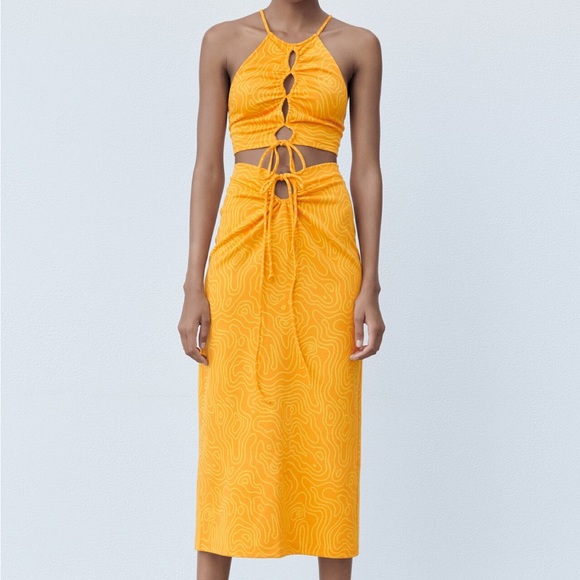 ZARA PRINTED MIDI SKIRT - Picture 1 of 5